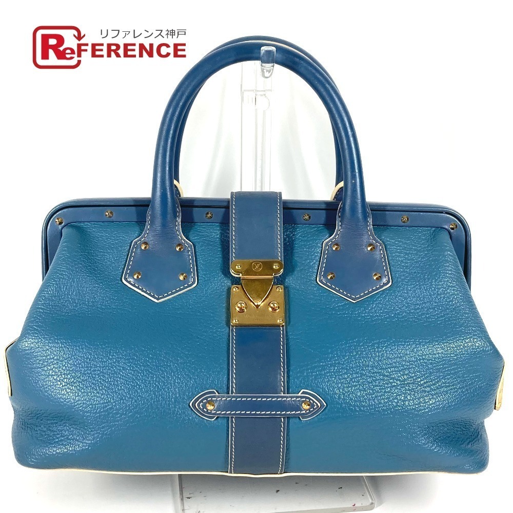 Louis Vuitton Suhali Angenieux Tote Bag Studded Handbag Leather Blue